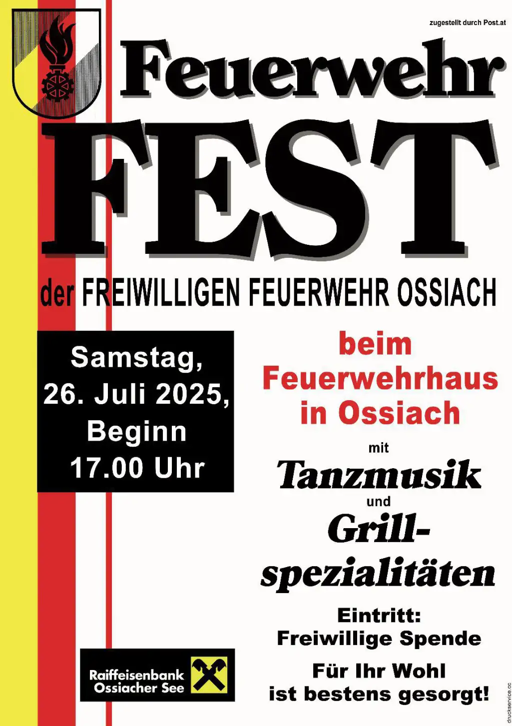 Einladung zum Feuerwehrfest 2025 in Ossiach