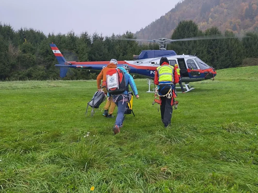 Polizeihubschrauber und Bergrettung auf der Gerlitzen im Einsatz