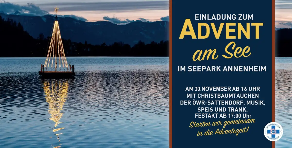 Christbaum am Ossiacher See im Wasser