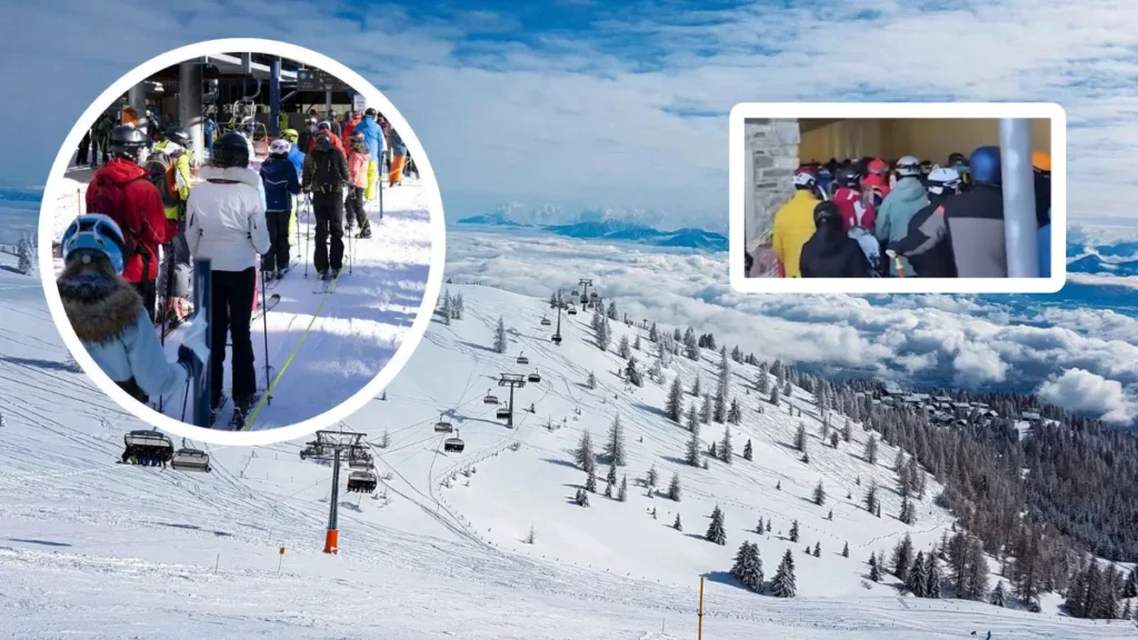 Endlose Warteschlangen vor den Liftanlagen der Gerlitzen Alpe.