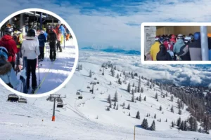 Endlose Warteschlangen vor den Liftanlagen der Gerlitzen Alpe.