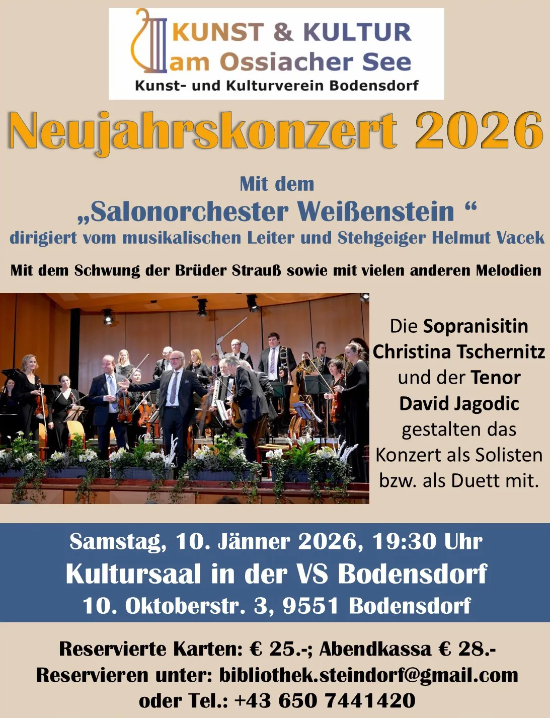 Neujahrskonzert 2026 in Bodensdorf, mit dem Salonorchester Weißenstein